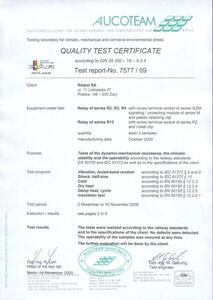 Quality Test Certificate - AUCOTEAM