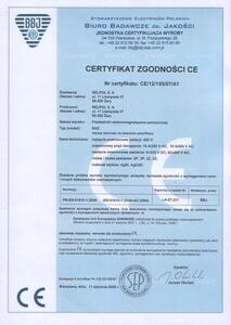 Certificate of Conformity CE RUC