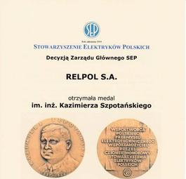 Medal Szpotańskiego dla Relpol SA