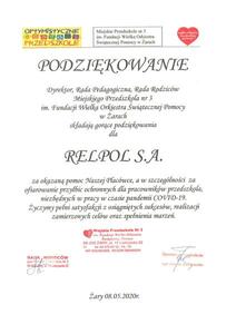 Podziękowania Przedszkole nr3