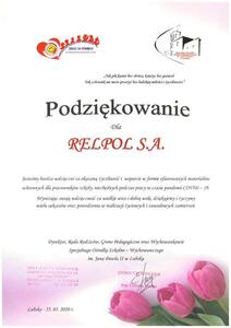 Podziękowanie  Relpol SOSW 